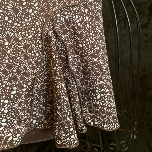 Max Studio Skirt A-Line Full Retro Brown and White Microprint Pattern - Picture 5 of 6